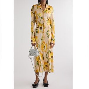Acne Studios Delga Floral Print Long Sleeve Shirtdress